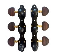 Van Gent Classical Guitar Machine Heads 400 Black Plate and Rosewood Buttons